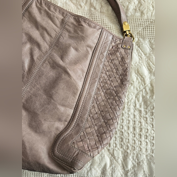 Elliott Lucca Mushroom Leather Hobo Bag with woven leather detail - Picture 9 of 10